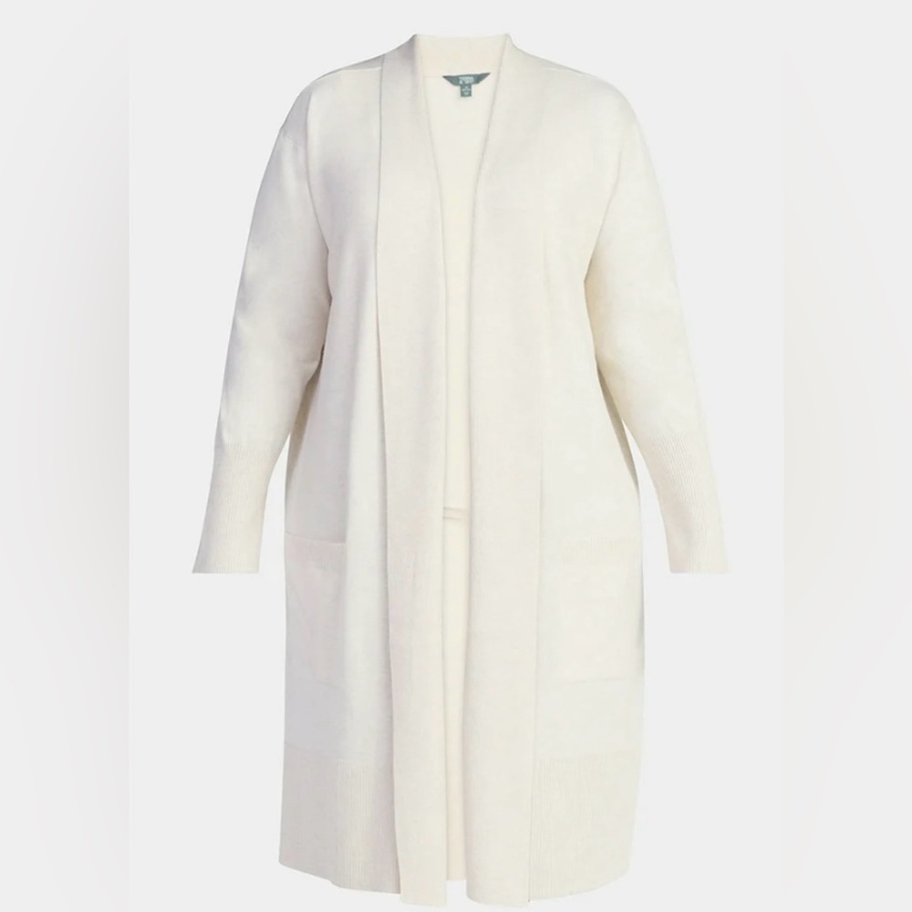 Time & Tru Cardigan Sweater S Cream Wool Blend Oversized Loungewear Soft Duster